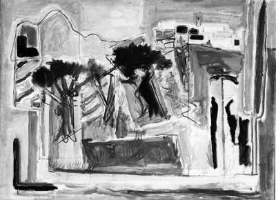 Landscape with trees in Safed - composition